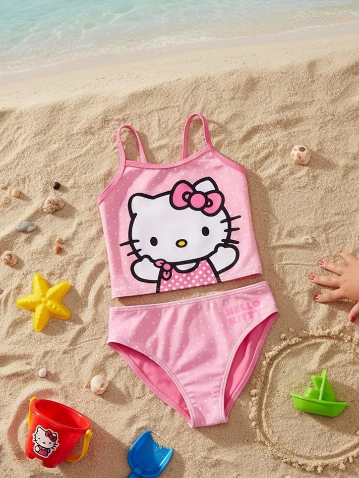 Купальник танкини с принтом Hello Kitty, розовый — фото 2