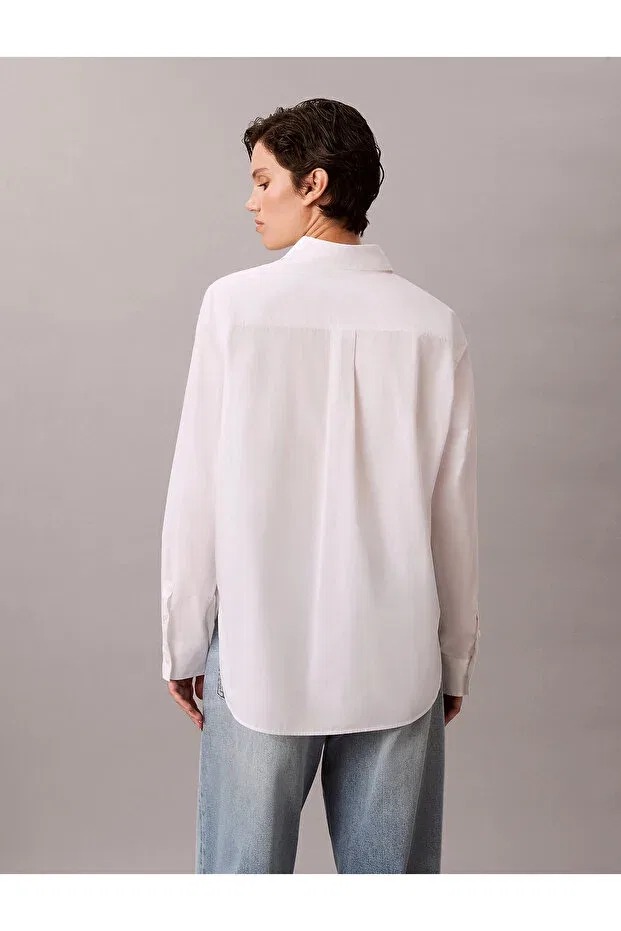 Женская рубашка хлопковая с длинным рукавом Calvin Klein, White — фото 3
