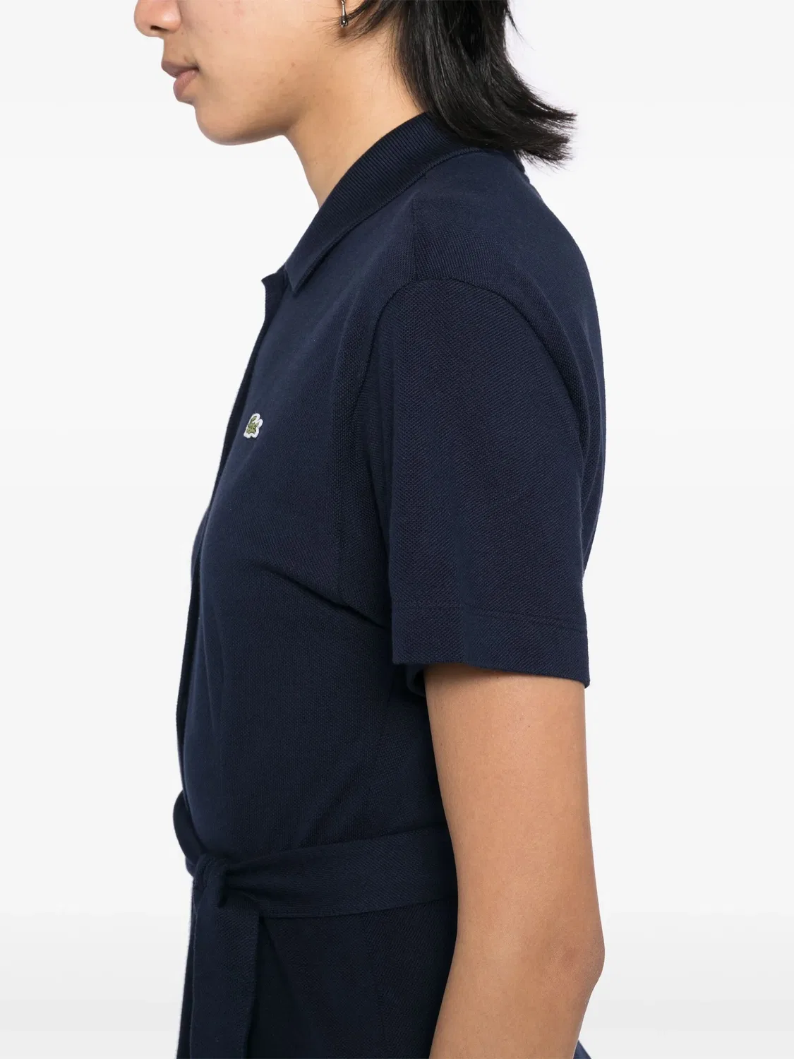 Lacoste Поло платье мини из пике темно-синего цвета — фото 2