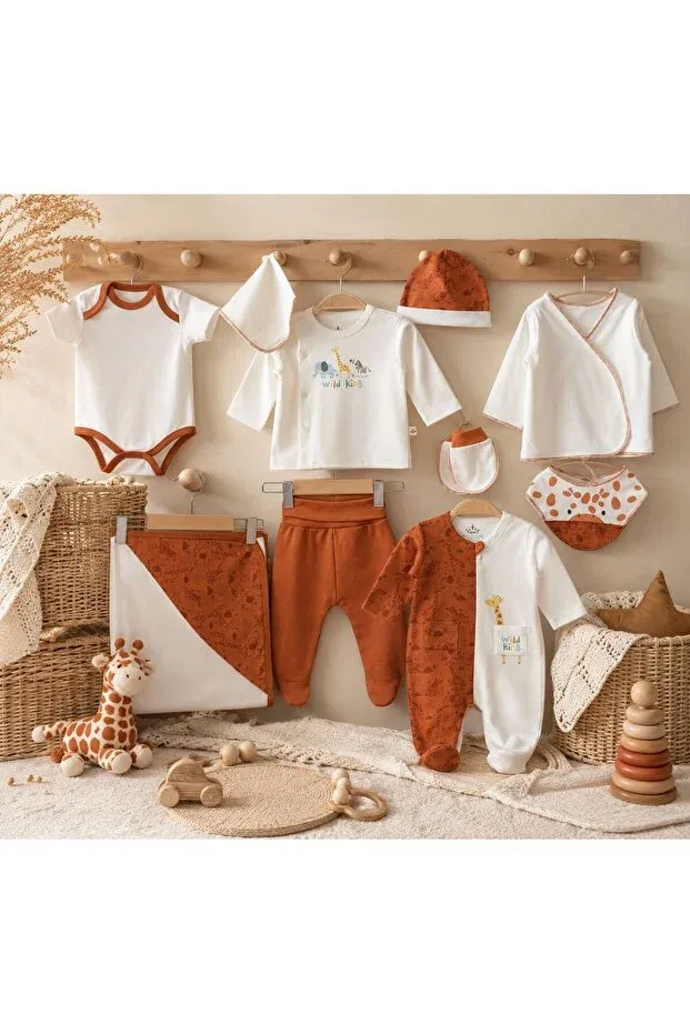 Детский комплект одежды для новорожденных с принтом Wild King Giraffe Pamloli Kids, Orange — фото 4