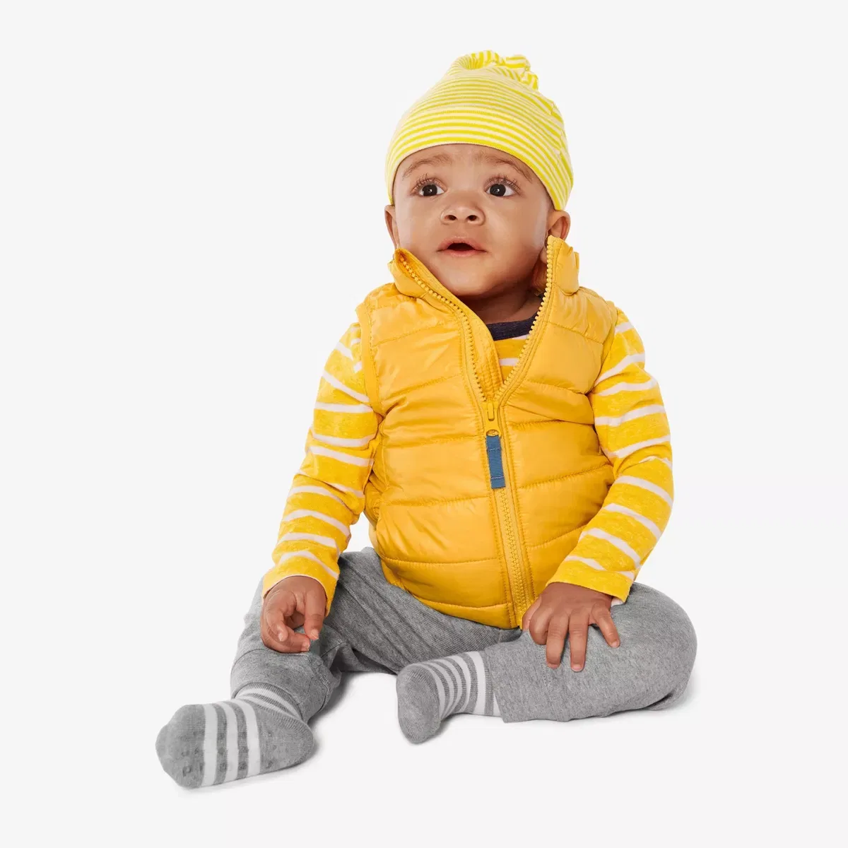 Детский жилет из переработанного полиэстера Primary Lightweight Puffer Vest, Mustard — фото 2