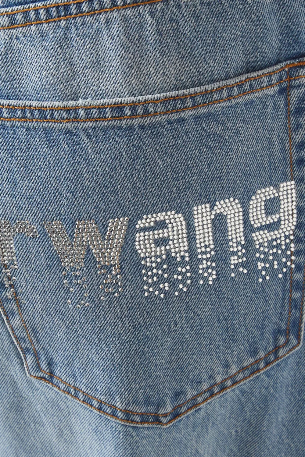 Джинсы широкие с кристаллами Baggy Alexander Wang, синий — фото 4