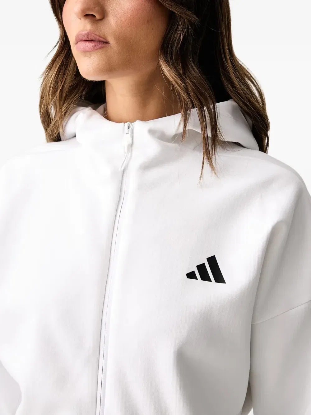 Толстовка на молнии с логотипом Adidas, белый — фото 4