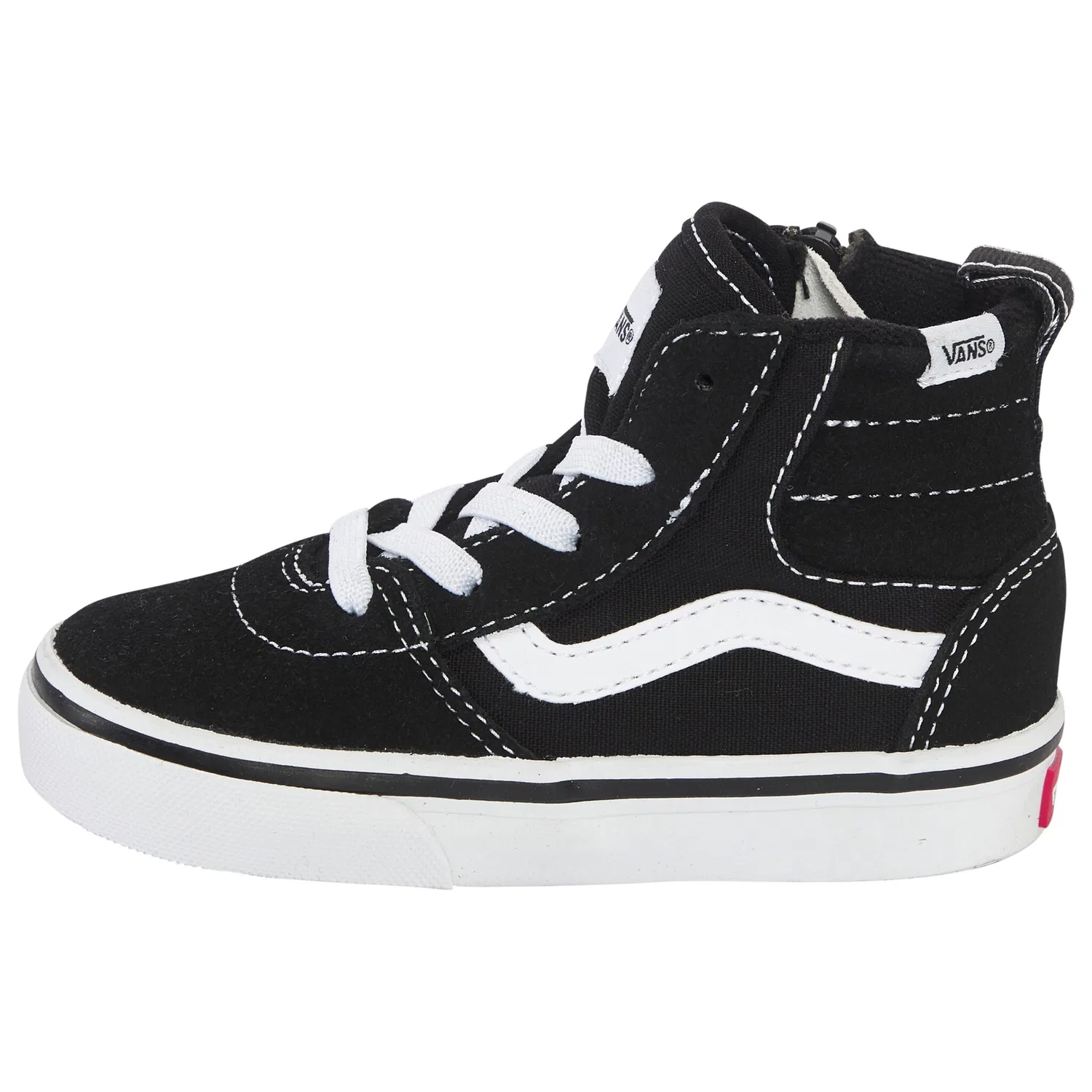 Детские кожаные кроссовки на молнии Ashwood Hi Decon Side Zip Vans, Black/White — фото 2