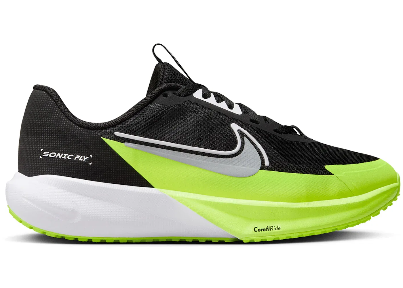 Детские кроссовки для мальчиков с контрастными вставками Nike Sonic Fly Nike, Black/White/Volt/Wolf Grey
