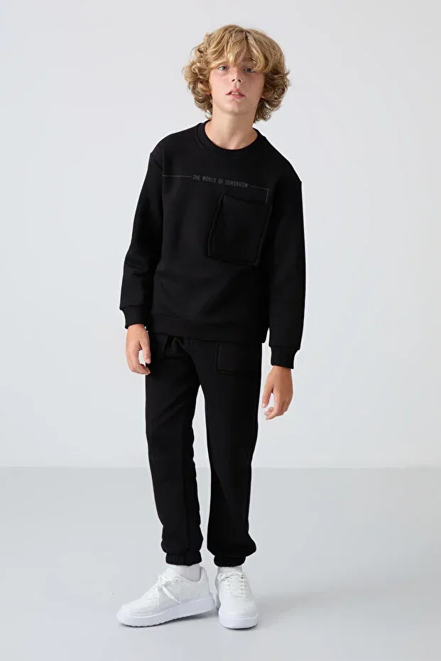 Детский спортивный костюм для мальчиков с принтом Tommy Life, Black Black — фото 4