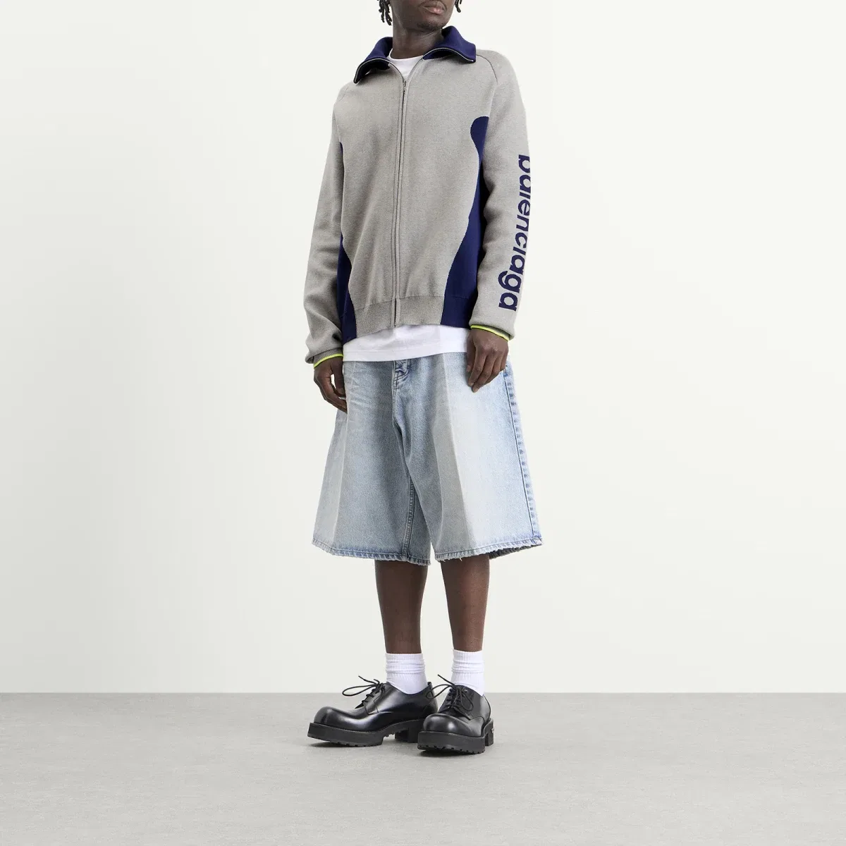 Куртка на молнии Zip-Up Sport Jacket Balenciaga, Grey Navy — фото 4