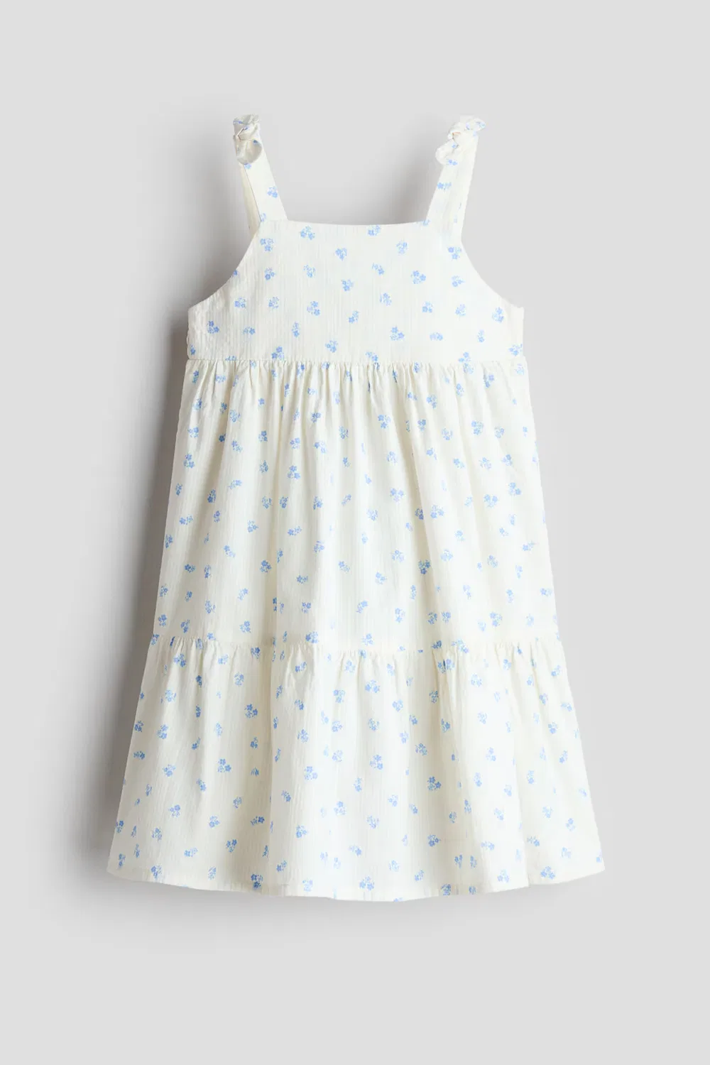 Многоярусное хлопковое платье H&M, Weiß/Geblümt