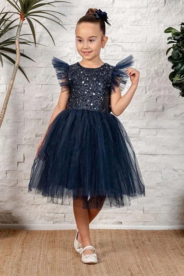 Детское платье для девочек из фатина Mnk Baby&Kids, Navy Blue — фото 4