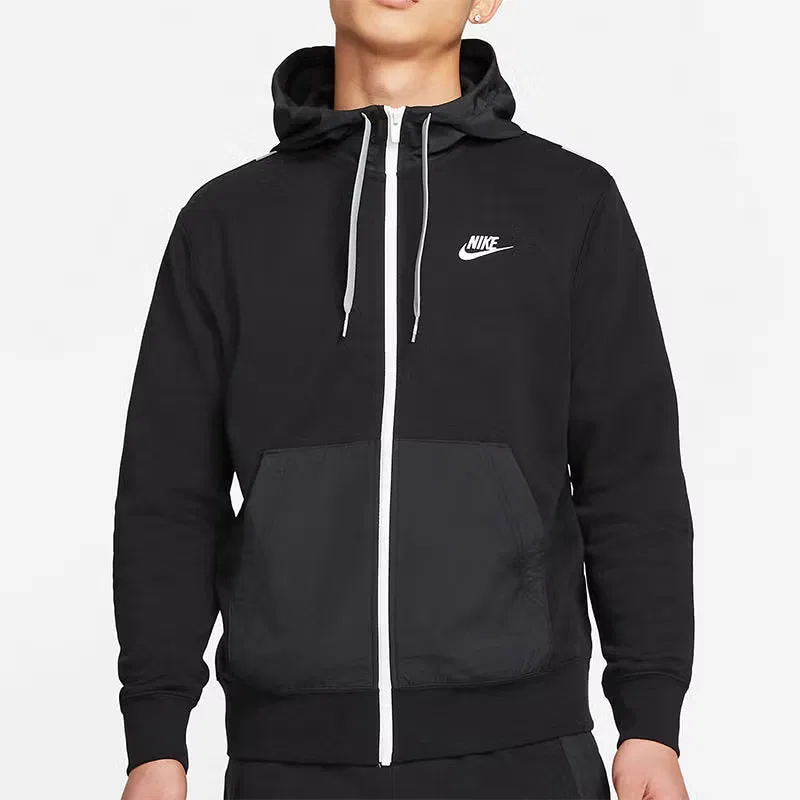 Худи мужское с капюшоном из футера Nike, черный — фото 3