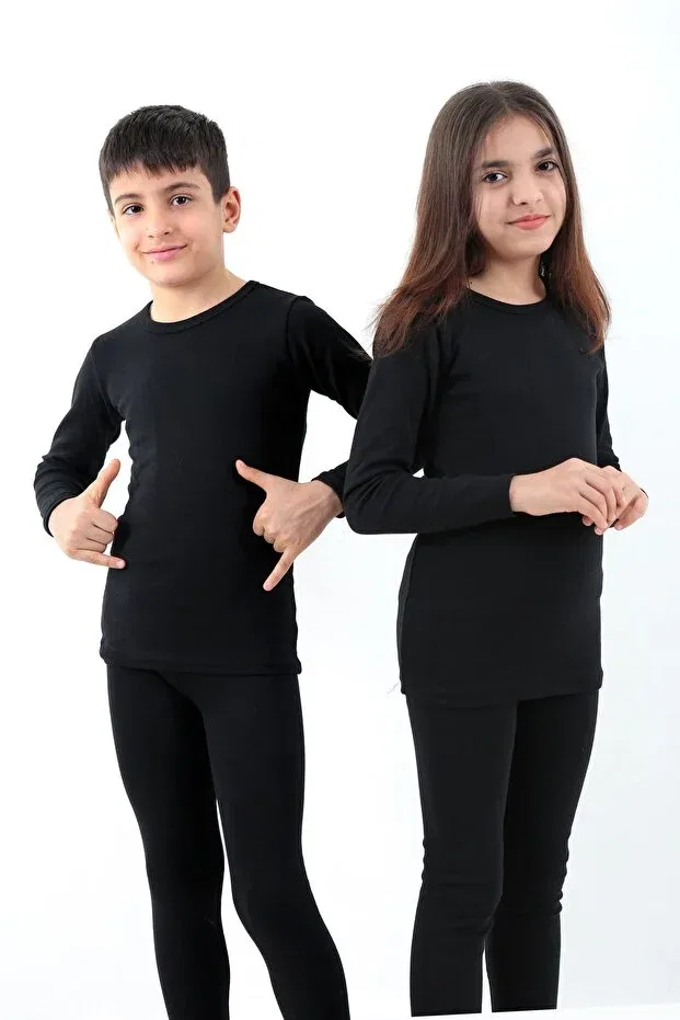 Детский комплект термобелья для девочек хлопковый Konforyou, Black — фото 3