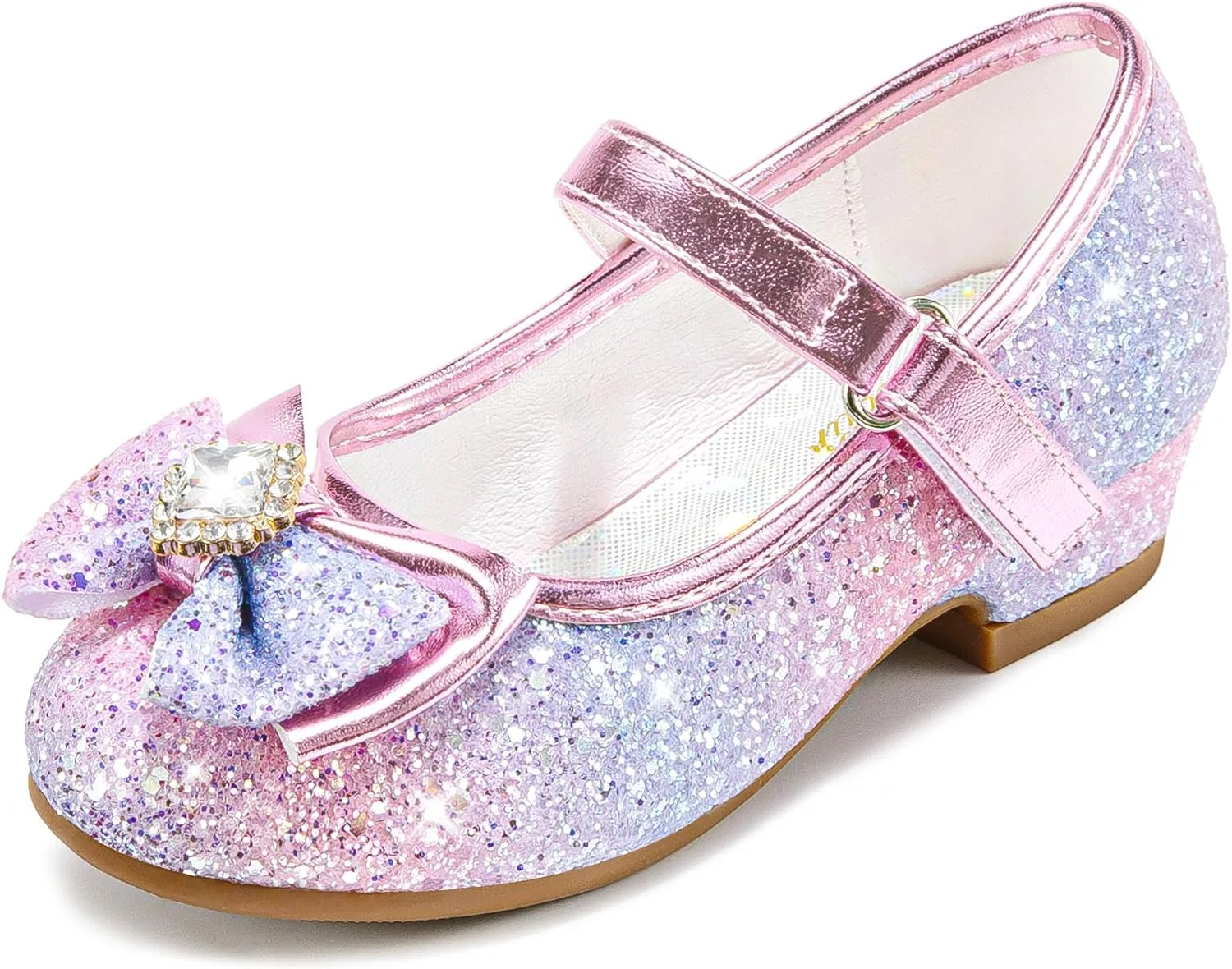 Детские туфли Мэри Джейн с цветком и блестками для девочек Furdeour, Lilac