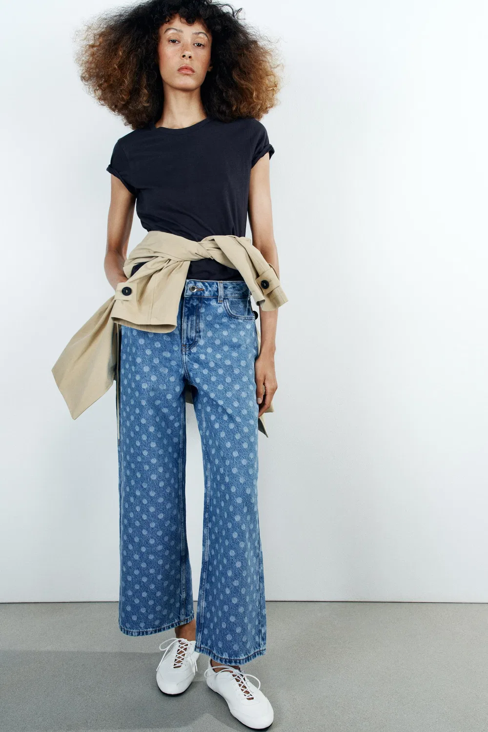 Хлопковая футболка с коротким рукавом ZARA, Navy blue