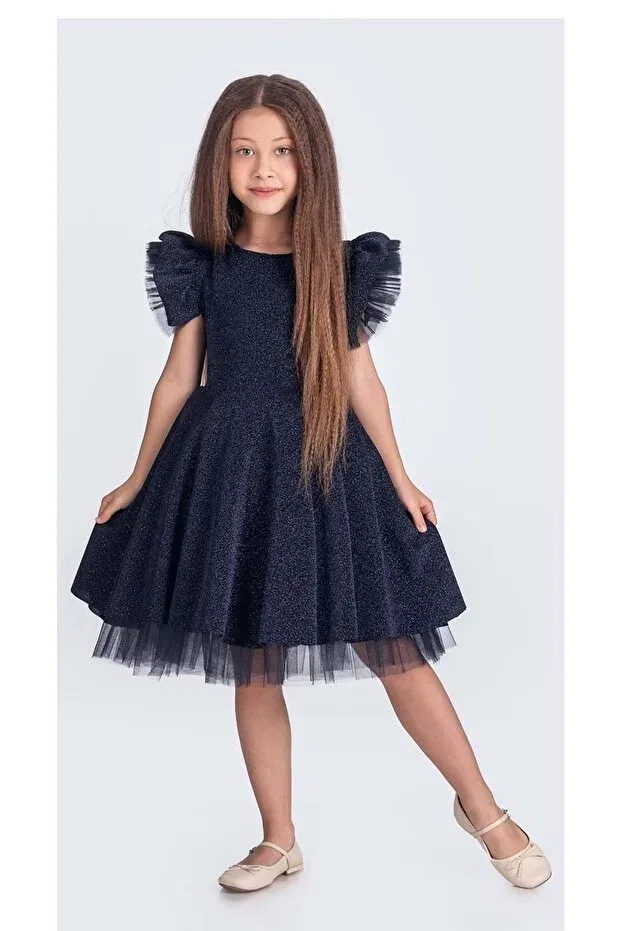 Детское платье для девочек с коротким рукавом Glittering Champs-Elysees Mnk Baby&Kids, Navy Blue — фото 2