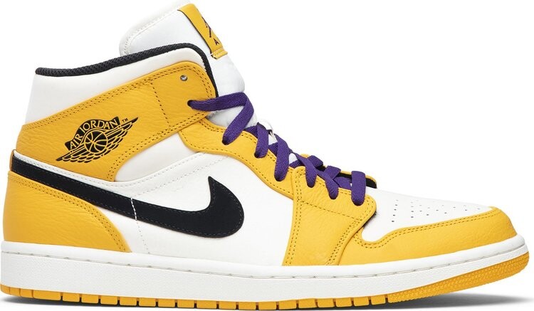 

Кроссовки Air Jordan 1 Mid Lakers, золотой, Желтый, Кроссовки Air Jordan 1 Mid Lakers, золотой