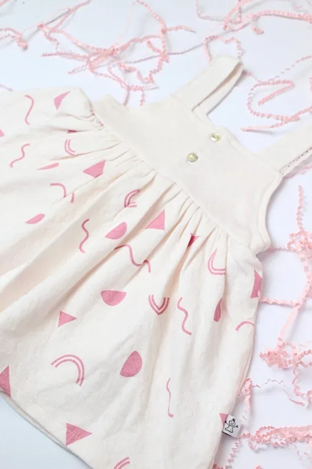 Детское платье для девочек кружевное с подтяжками Zeyno Ve Memo, Pink — фото 3