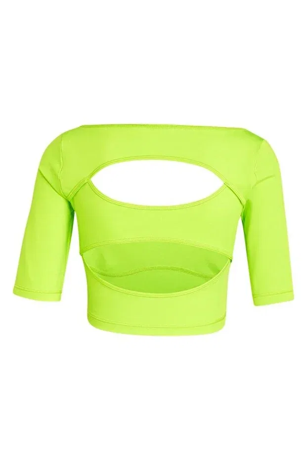 Женская джинсовое укороченное футболка Adidas, Green — фото 3