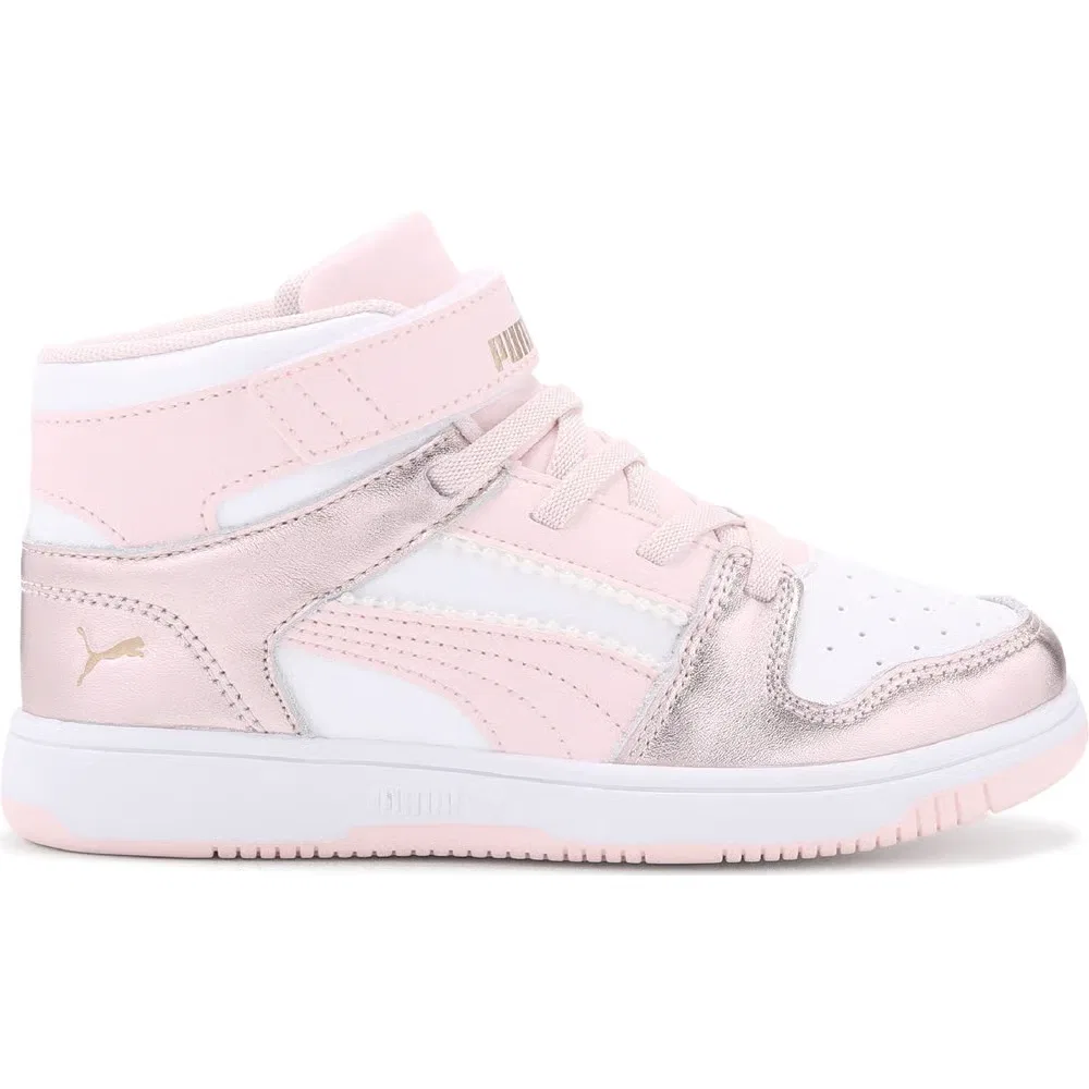 Детские высокие кроссовки Puma, White/Pink/Gold — фото 2