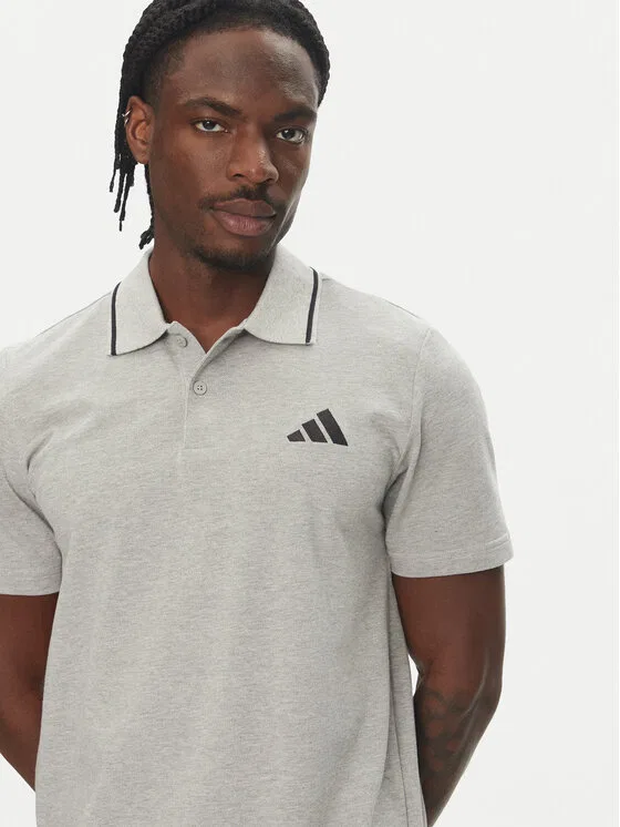 Поло regular fit Essentials Small Logo Adidas, серый — фото 4