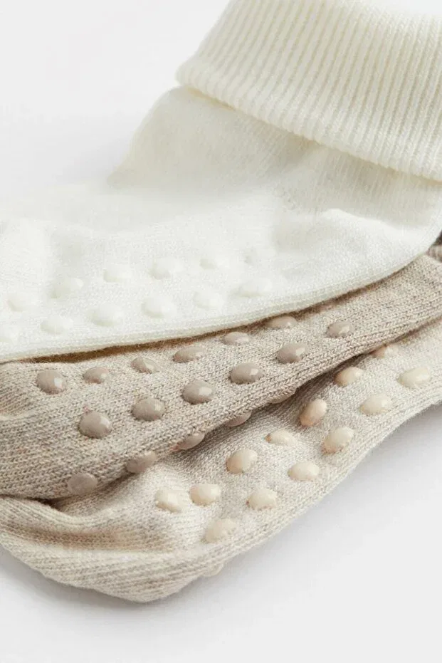 Детские носки с принтом 6 Pack Organic Cotton Anti-Slip Baby Kid Socks Mem Socks, Earth-Cream-Beige — фото 2