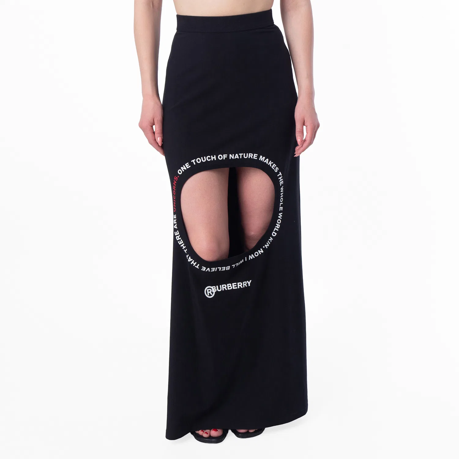 Юбка с принтом Montage Print Step-through Skirt Burberry, Black