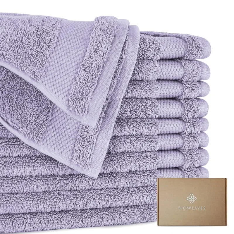 Набор мочалок для лица из органического хлопка, BIOWEAVES, 12 шт., 33x33 см, Lavender