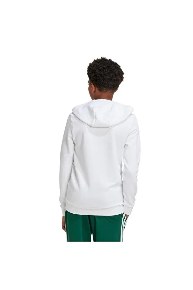 Детское худи для девочек с принтом Big Logo Essentials Cotton Hoodie Adidas, White / Collegiate Green — фото 4