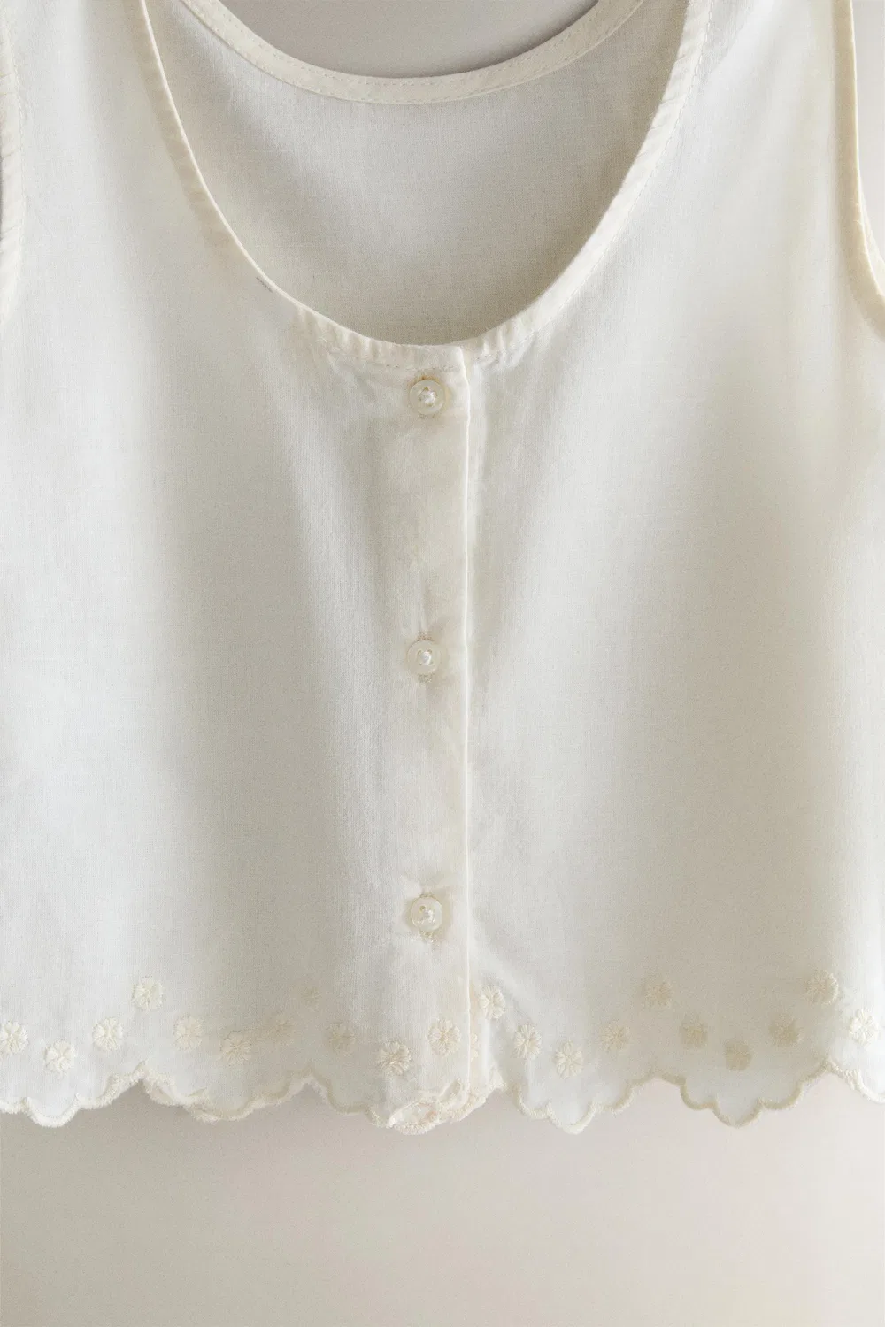 Детский комплект из вышитого хлопкового топа и шорт ZARA, Cream — фото 3