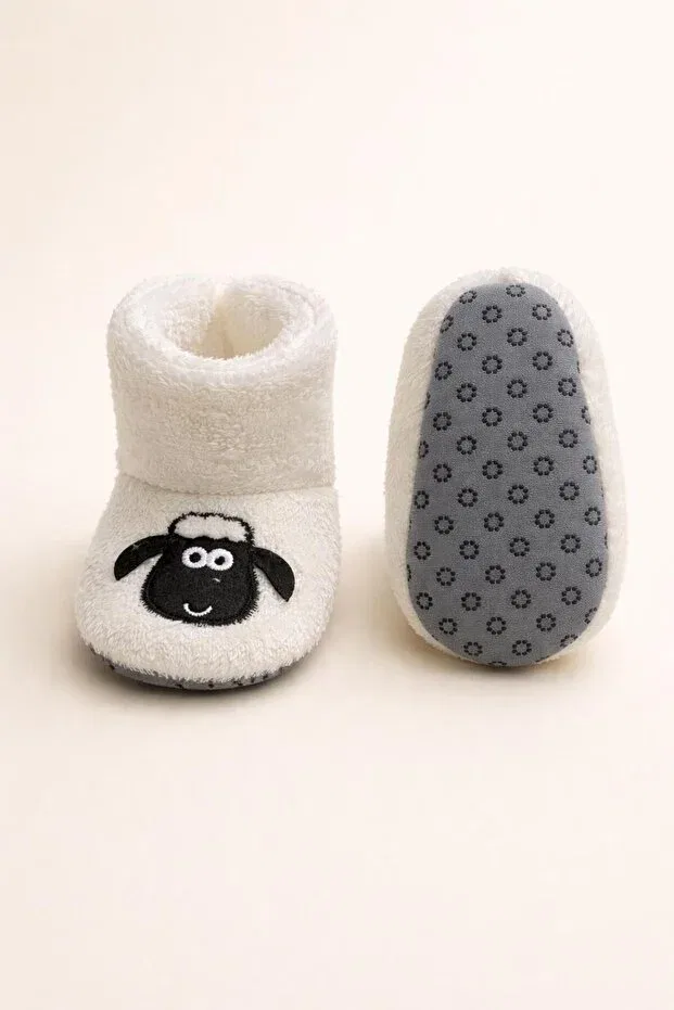 Детские тапочки для девочек с принтом Numix Baby Kids, White Cream — фото 3