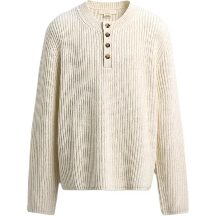 Мужской свитер белый с круглым вырезом ZARA, Raw White