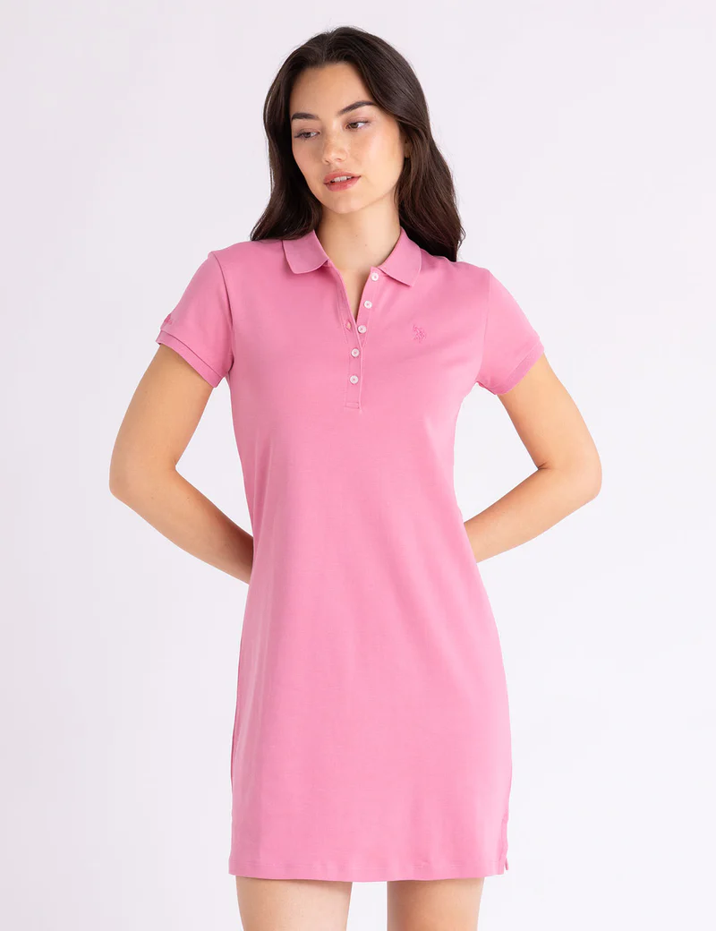 Платье-футболка U.S. Polo Assn Slim Fit Polo, розовый — фото 3