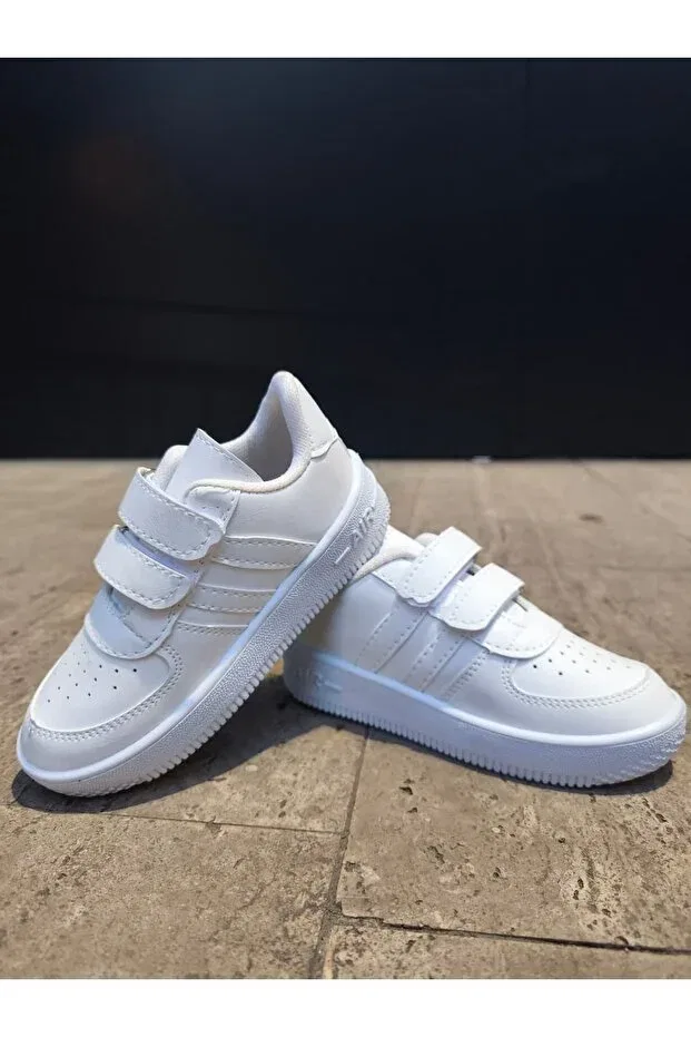 Детские кроссовки для девочек с принтом полоска Basics Ayakx Spor, White — фото 3