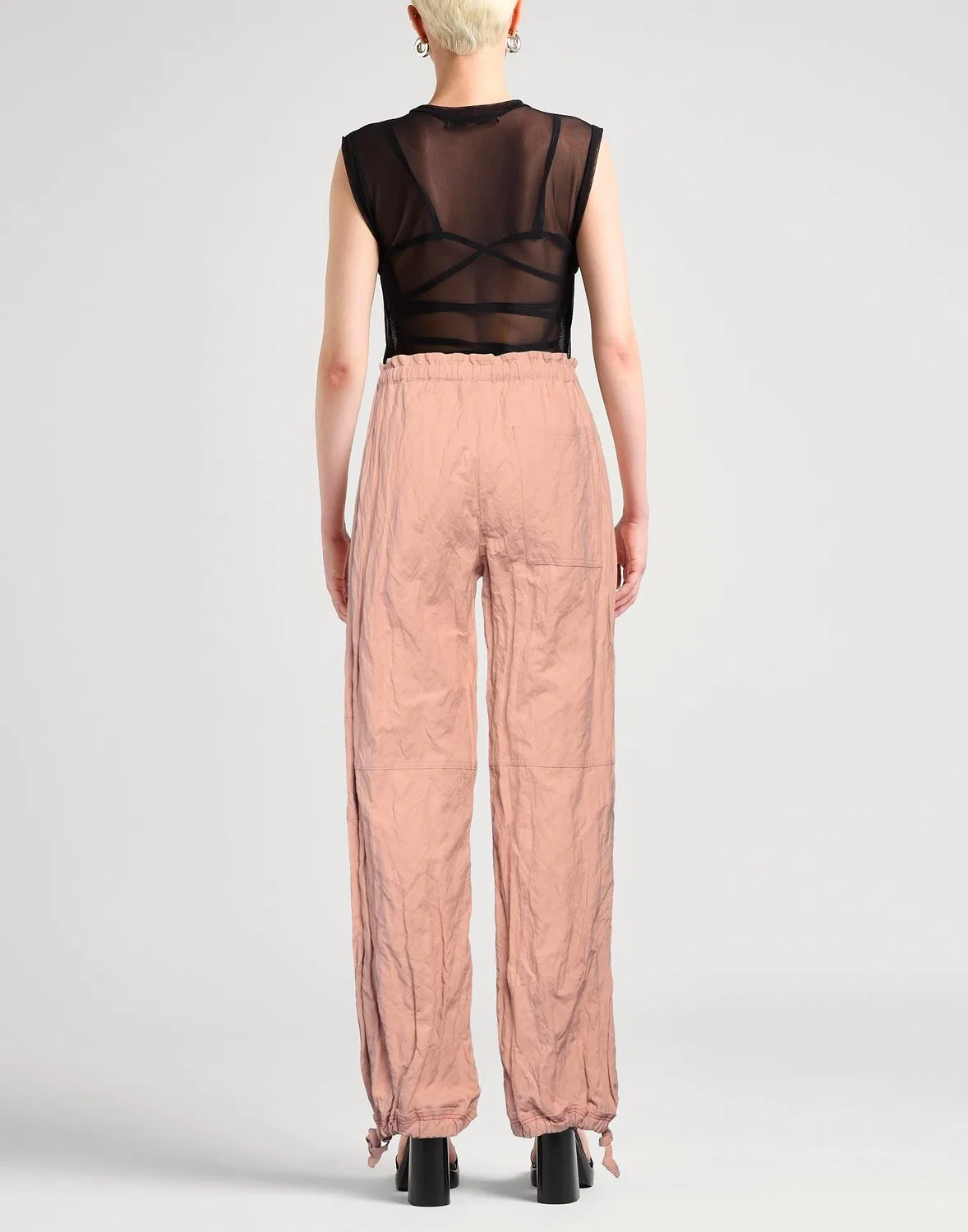 Женские зауженные брюки хлопковые Acne Studios, светло-розовый — фото 3