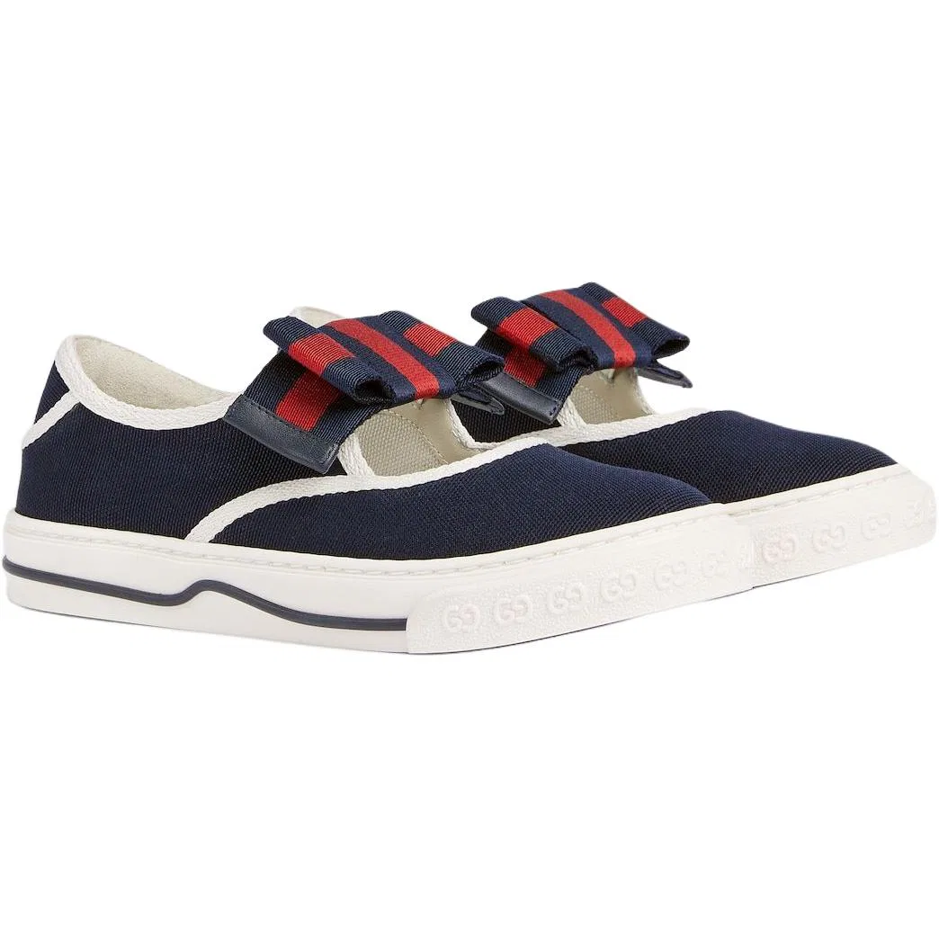 Детские кроссовки Gucci, низкий верх, хлопковый холст, Dark Blue — фото 4