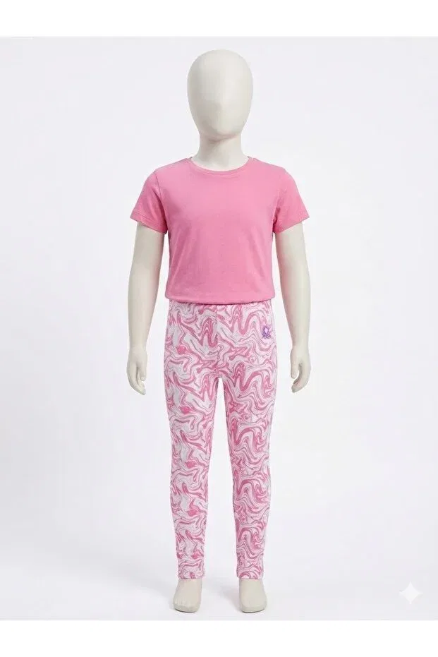 Детские спортивные леггинсы для девочек цветные Benetton, Pink