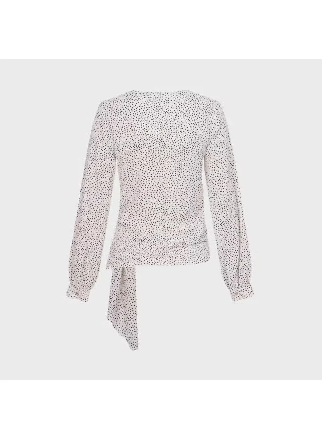 Блузка с бантом-бабочкой и воланами Zara, черно-белый — фото 3