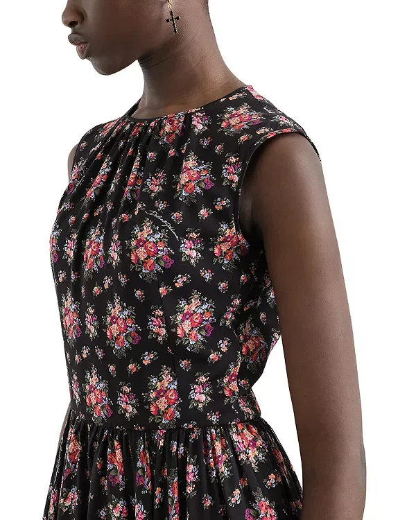 Женское платье с принтом Flower Bouquet Print Charmeuse Dress Dolce & Gabbana, Black Print — фото 4
