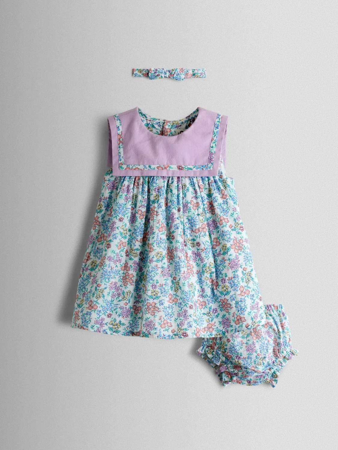 Платье с цветочным принтом Sailor, JoJo Maman Bébé, сиреневый