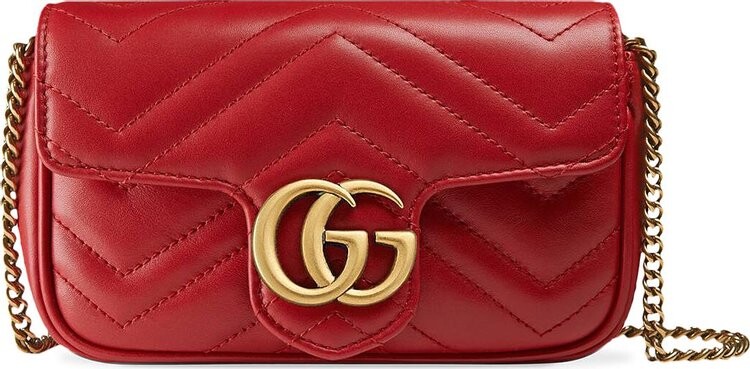 

Сумка Gucci GG Marmont Matelass Leather Super Mini Bag Hibiscus Red