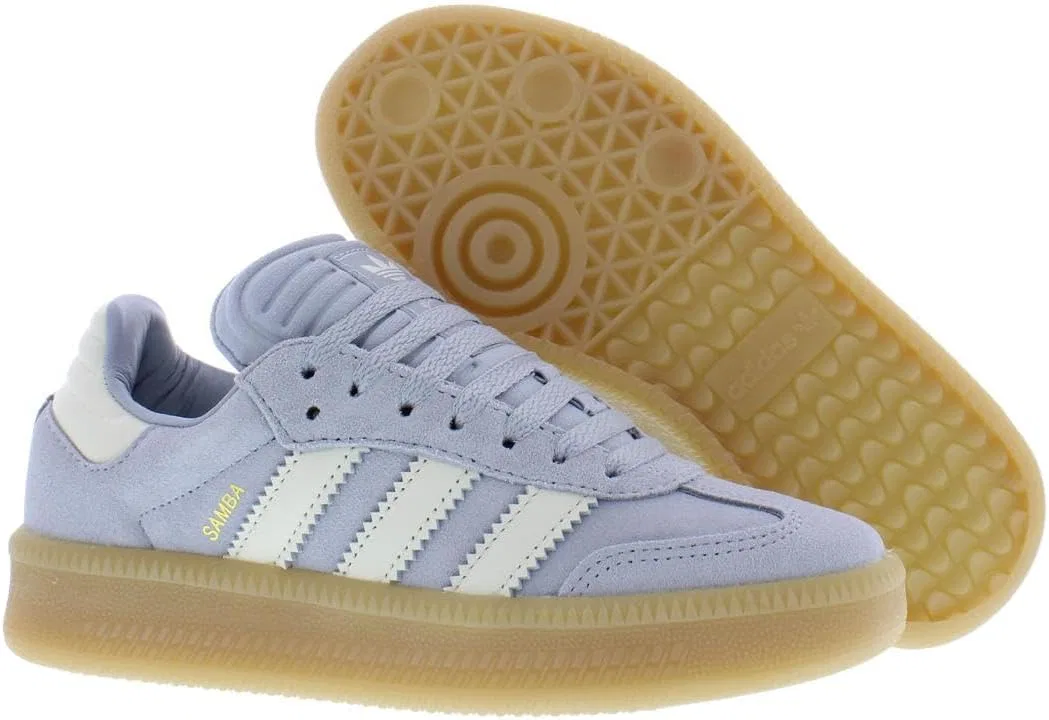 Детские кроссовки для мальчиков с контрастными полосами Samba XLG J Undefined's 3-Stripes Retro Contrast 70S, Halo Silver/Off White/Gum — фото 4