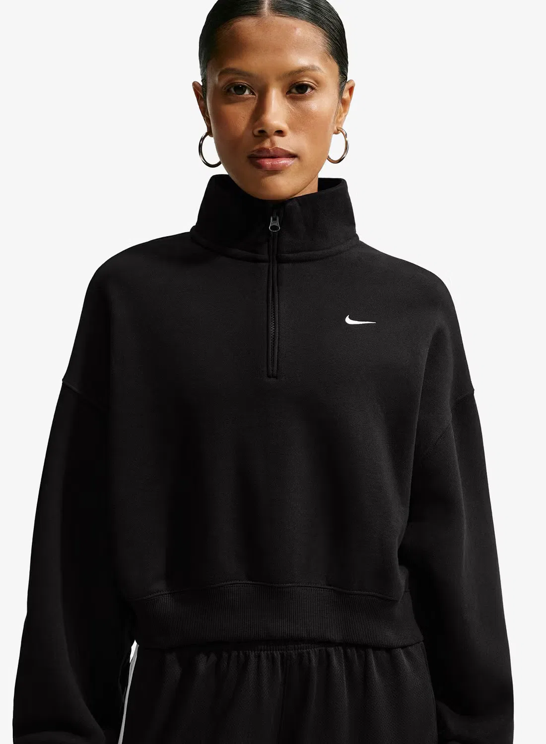 Свитшот оверсайз укороченный Studio fleece Nike, черный — фото 4
