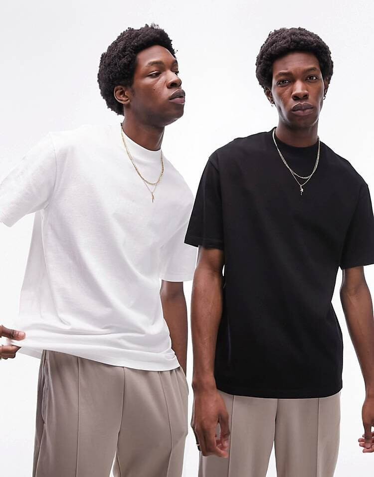 

Набор футболок Topman Oversize, 2 шт, черный/белый