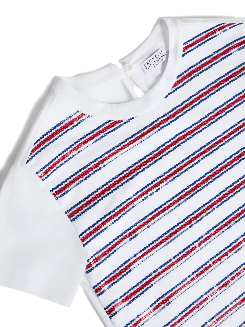 Полосатая футболка из джерси Brunello Cucinelli Kids, белый — фото 3