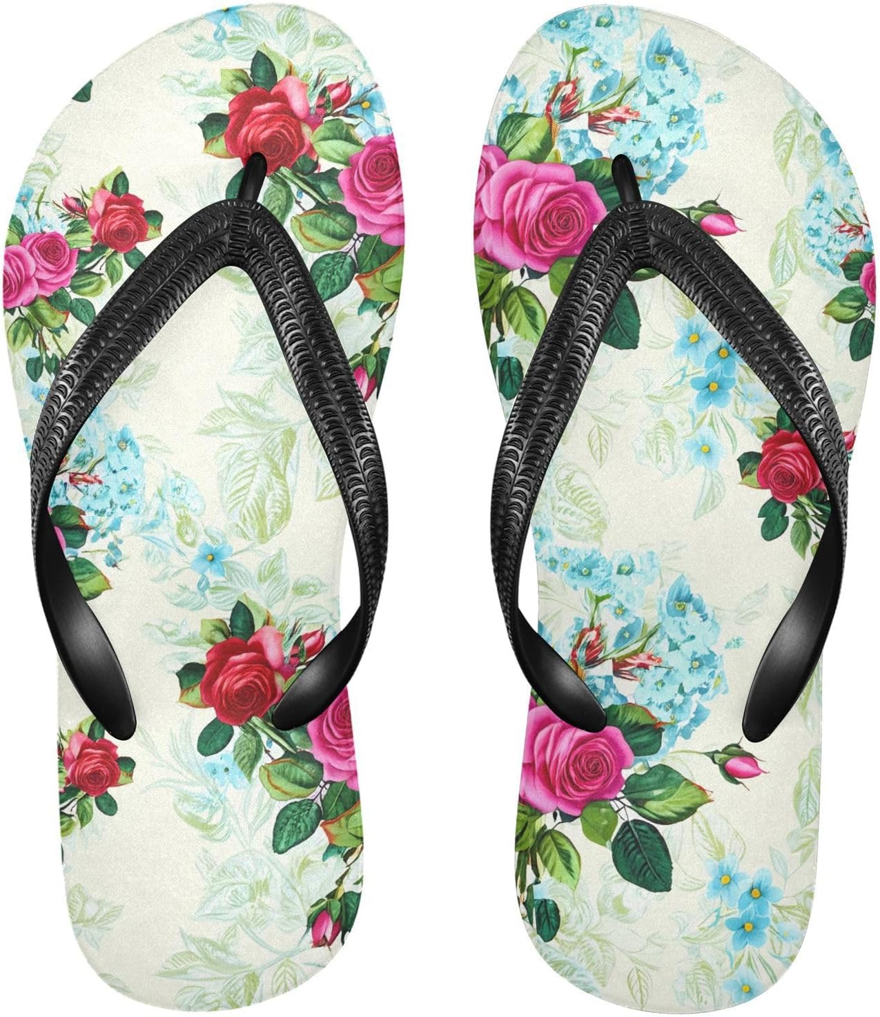 

Женские и мужские шлепанцы с цветочным рисунком гортензии, зеленые пляжные вьетнамки для душа, резиновые, противоскользящие, летние тапочки для прогулок Sinestour