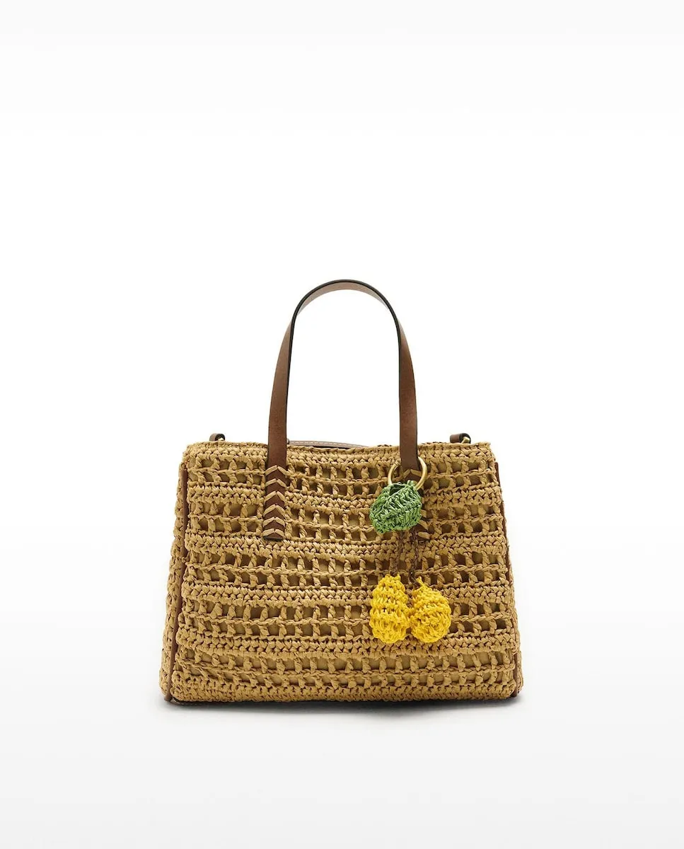 

Сумка-тоут из эффекта рафии, трансформирующаяся в сумку через плечо, со съемным крючком для ключей Parfois, коричневый