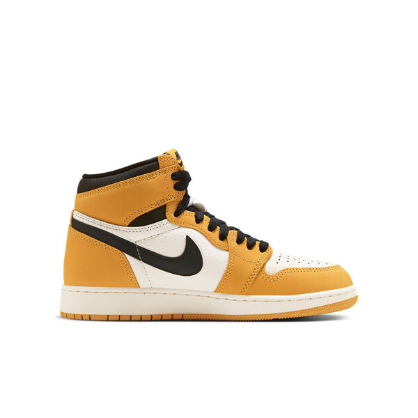 Кроссовки (GS) Air Jordan 1 Retro High OG 'Yellow Ochre', желтый — фото 2