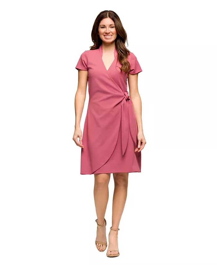 

Женское платье-кимоно с воротником-стойкой до колен 24seven Comfort Apparel, розовый