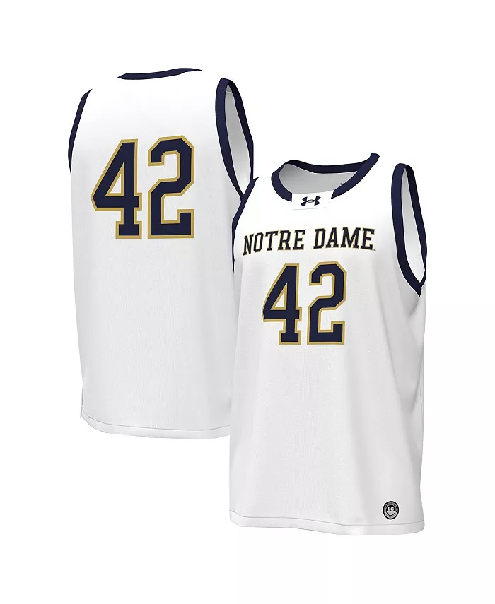 

Мужская баскетбольная майка Notre Dame Fighting Irish 42 Under Armour, белый