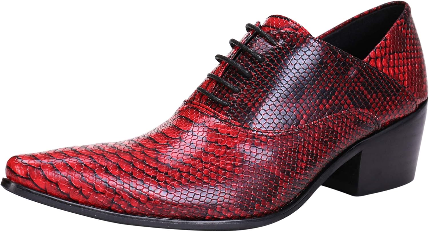 

Мужские западные кожаные ботинки Santimon Mens, шнурованные оксфорды, дизайнерские ботинки для мужчин, красный