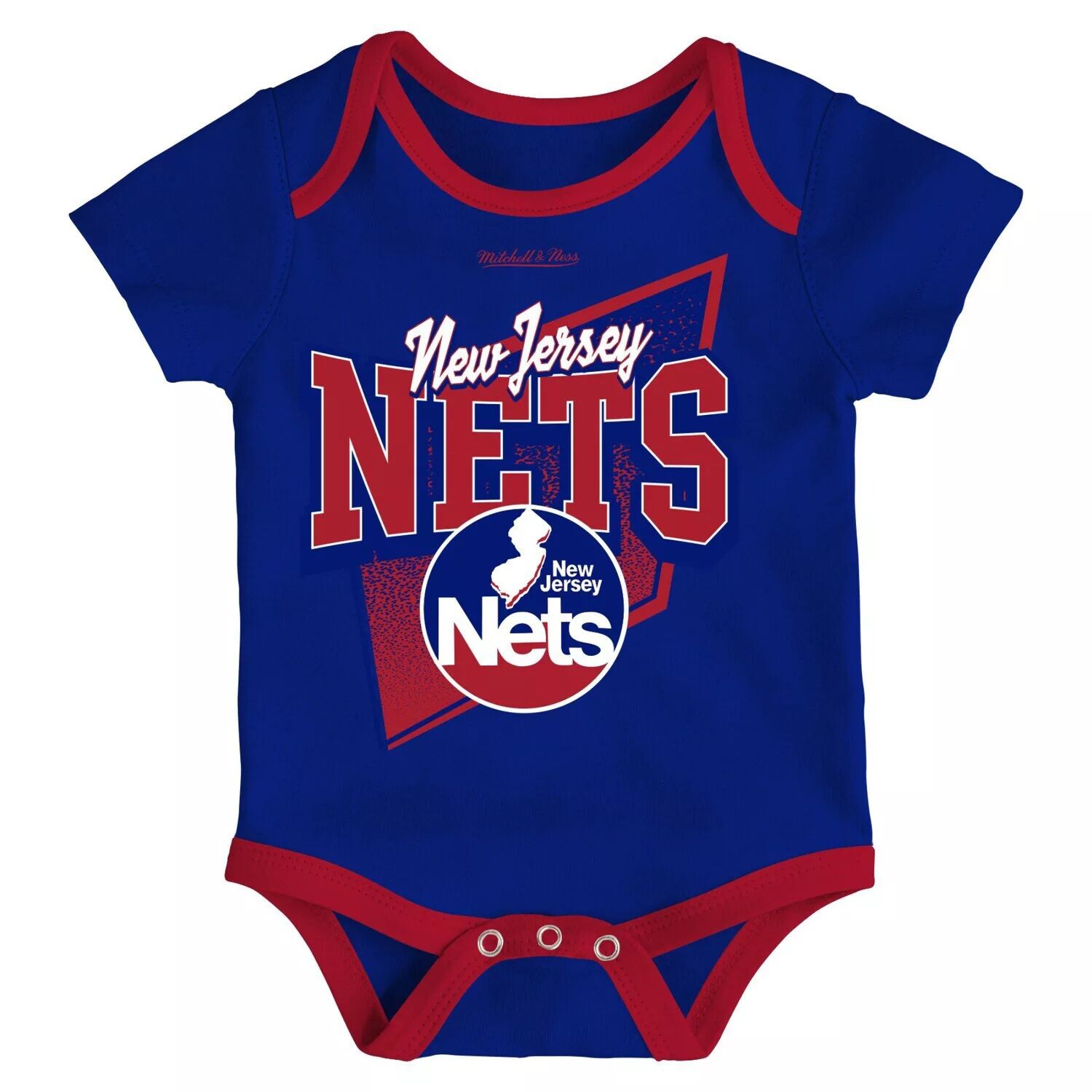 Для новорожденных и младенцев Mitchell & Ness Синий/Красный Нью-Джерси Сетки Классические боди из трех предметов из твердой древесины и комплект вязаной шапки с манжетами Unbranded — фото 3
